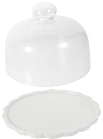 Gatuida Tortenhaube Aus Glas Lebensmittelsichere Abdeckung Für Desserts Kuchen Und Gebäck Stabiler Untersetzer Elegantes Design Für Zuhause Und Konditoreien Weiß