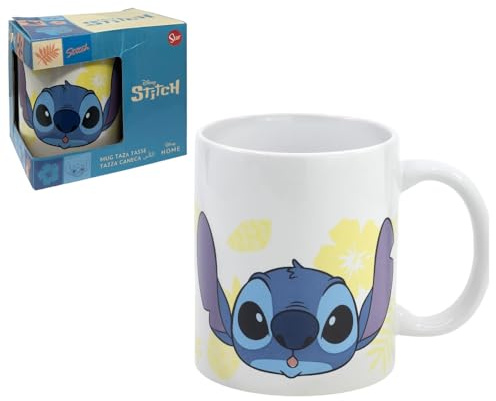 Taza de cerámica de patrón Stitch Disney para niños, de 325 ml, taza para el desayuno
