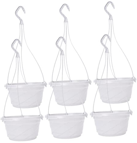 BESTonZON 6 Juegos Juego de macetas de Planta de araña plástico Colgante macetero Colgante de plástico Titular de la Flor Plantador macetas s el plastico Blanco
