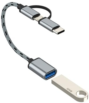 Adattatore Micro USB C Maschio a USB OTG 3.0 Femmina(2in1)per iPhone16 15 Pro Max Type c Cavo Camera Chiavetta per Apple Adapter Compatibile per Samsung S25 S24 Android per iPad Air4 Tipo C Adattatori