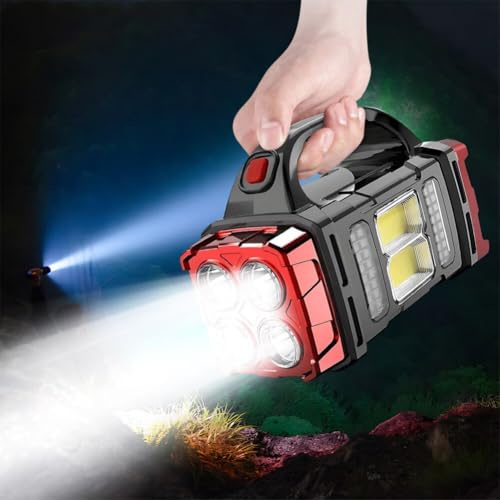 EBILUN Rechargeable Torch Camping Light with Solar Charger USB Searchlight Flashlight Waterproof for Camping, Hiking, Fishing, Sailing