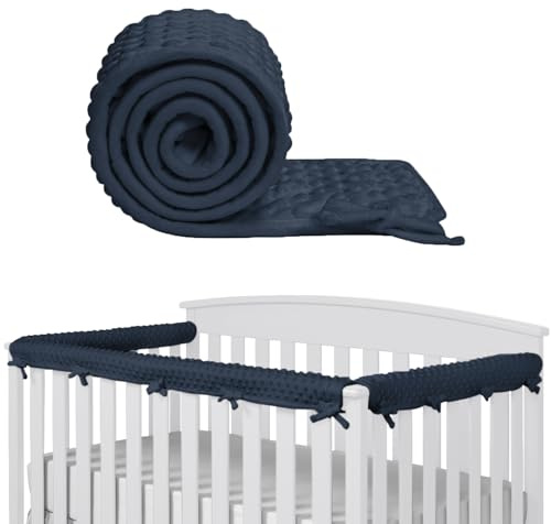IULONEE 3pcs Protection de Barre de lit pour Enfants 128x18cm/68x18cm Gaine de Sécurité Autour du lit Barrière de lit Convient aux Prévention des Collisions de Rail Latéral et Rail Avant (Bleu Marine)