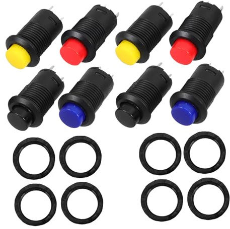 KOMBIUDA 8 pezzi Interruttore Pulsante Ricambio Pulsante Spinta Momentaneo Realizzato in Materiale Durevole Piccolo e Leggero per Progetti Fai da Te e Uso Domestico