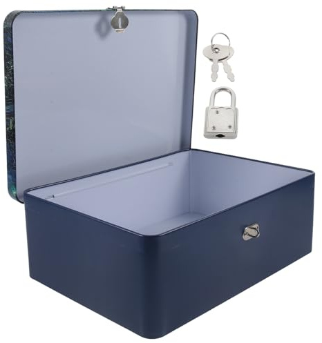 HIAKDOFT Boîte De Rangement Tôle Vintage Avec Serrure Boîte Multifonction Compacte Pour Bijoux Monnaie Et Petits Objets Cadeau Pour Homme Et Femme