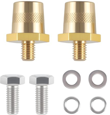 Messing Batteriepoladapter, M8 Batterie Pol Klemmen Set, Positiv Negativ Auto Batterieklemmen mit Edelstahlschrauben und Unterlegscheiben
