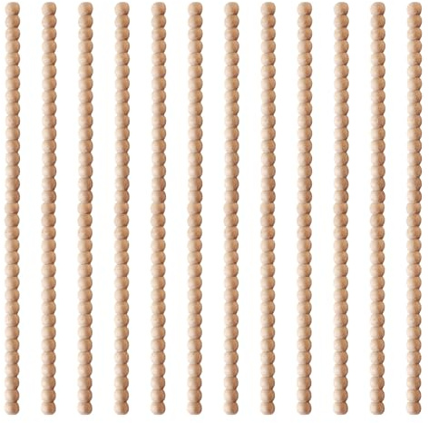 12pcs Decorative Wooden Beading Trim, 15.75 Inch Half Wooden Beads Bobbin Trim Unfinished 3D Moulding Stick for Home Wall Furniture Cabinet Shelf Window Door DIY, Tile Trims for Laminate Flooring