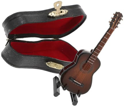 SOPOTUTU Miniatura di Chitarra 8 CM Piccola Chitarra Decorativa Color Caffè Ornamento Compatto per Scrivania e Decorazione Artistica