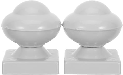 Hoement Lot de 2 Chapeaux Décoratifs en Fer Blanc 08 MM pour Poteaux 80X80 MM Couvre-Poteaux Résistants aux Intempéries pour Clôtures Portails et Balustrades de Terrasse Accessoires