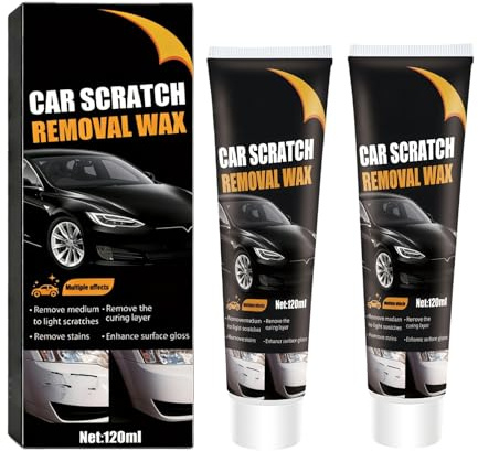 2PCS All-in-One Car Scratch Remover Kit, Car Polish Wax & Scratch Repair Kit with Wipe & Sponge, Multi-Purpose Polishing Cleaner for All Car Paint Types, Universal Car Cleaning Kit & Interior Cleaner