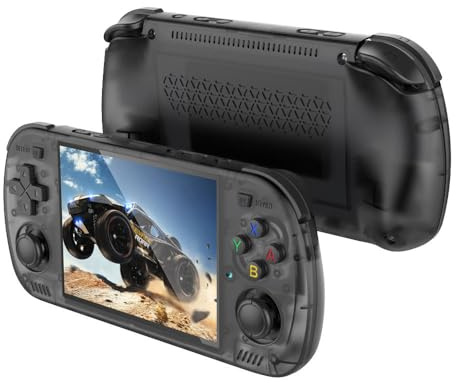 R45H Consola Retro Portátil Horizontal, R36S mejora | +20.000 Juegos Compatibles GBC, GBA, NDS, PSP, PS1, etc | Pantalla IPS HD 4,2” | WiFi | 2 Jugadores | Vibración | 3500mAh | ArkOS2 (Negro Onyx)