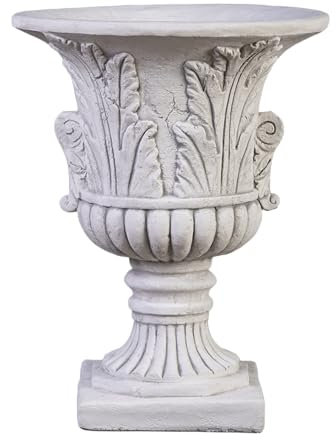 gartendekoparadies.de Blumenvase im antiken Look Pflanzgefäß aus Steinguss, H. 46 cm, 7 Liter, 19 kg, Grau, frostsicher für Außenbereich