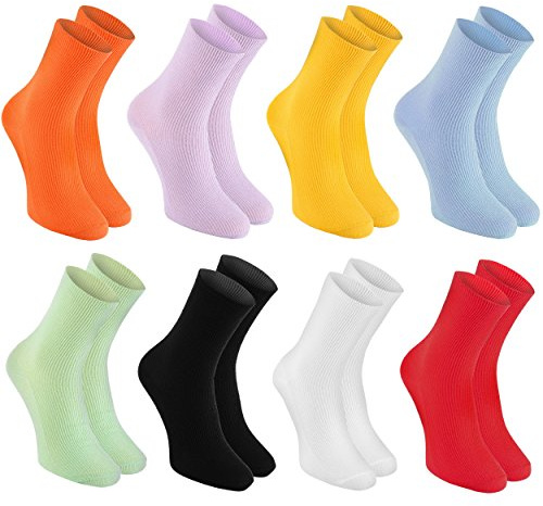 Rainbow Socks - Hombre Mujer Calcetines Diabéticos Sin Elasticos - 8 Pares - Colores Brillantes - Talla 36-38