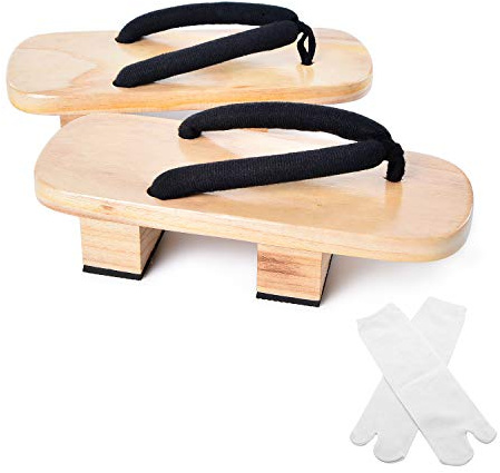 Azumasun Japanese Wooden Clogs Sandals Japan Traditional Shoes Geta with Tabi Socks (US 7/24.5cm)
