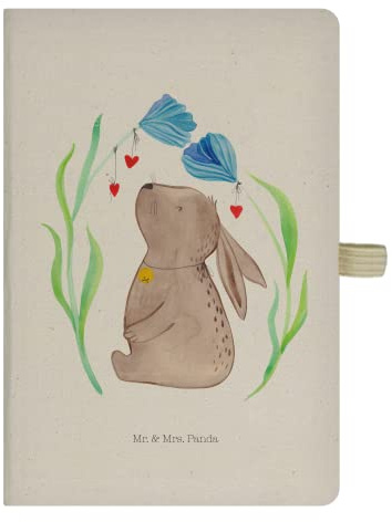 Mr. & Mrs. Panda Journal Hase Blume - Geschenk, Ostern, Geburtstag, notizbuch, Kladde, Adressbuch, Skizzenbuch, Geburt, Kaninchen, Reisetagebuch, Kindergeburtstag, Träume