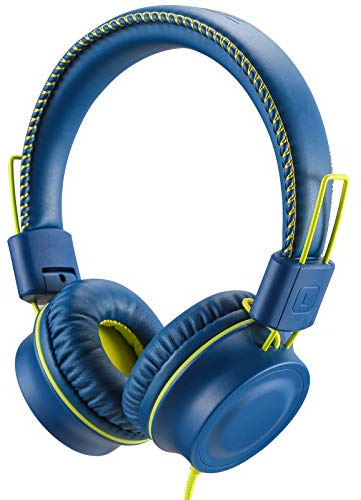POWMEE M2 Kids Headphones Wired Headphone for Kids,Foldable Adjustable Stereo Tangle-Free,3.5MM Jack Wire Cord On-Ear Headphone for Children/Teens/Girls/School/Kindle/Airplane/Plane/ (Blue)