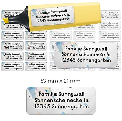 Adressaufkleber Pattern Modern Absenderetiketten personalisiert 110 Stück | Etiketten mit Wunschadresse Namensaufkleber Schule Adresslabel Ordner Büro Alltag klar bedruckt selbstklebend