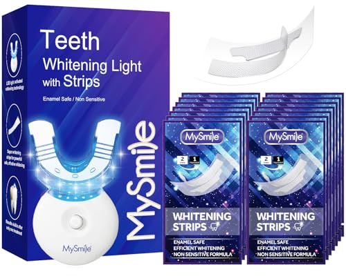 MySmile Teeth Whitening Kit, 28 Non-Sensitive Teeth Whitening Strips, Deluxe Teeth Whitener Dental Grade Tooth Whitening Strips for Home, Travel, 10 min Fast Result for Beautiful White Smile
