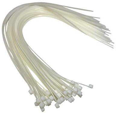 On1shelf Bridas estándar para cables, 920 mm x 4,8 mm, color blanco, bridas de nailon de 36 pulgadas, paquete de 10, resistencia a la tracción de 48 libras