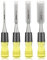 HURRICANE 4 Piece Wood Chisel Set for Woodworking, CR-V Steel Beveled Edge Blade, Durable PVC High Impact Handle Wood Chisel