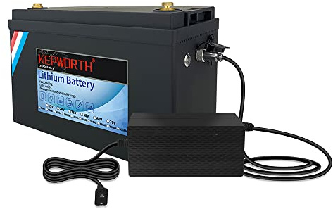 KEPWORTH 12V100Ah LiFePO4 Batterie Deep Cycle Lithium-Eisen-Phosphat-Batterie Eingebautes BMS Leichtgewichtig Wartungsfrei Perfekt für Wohnmobile/Camping, Solar/Notstromversorgung, Trolling, Motor
