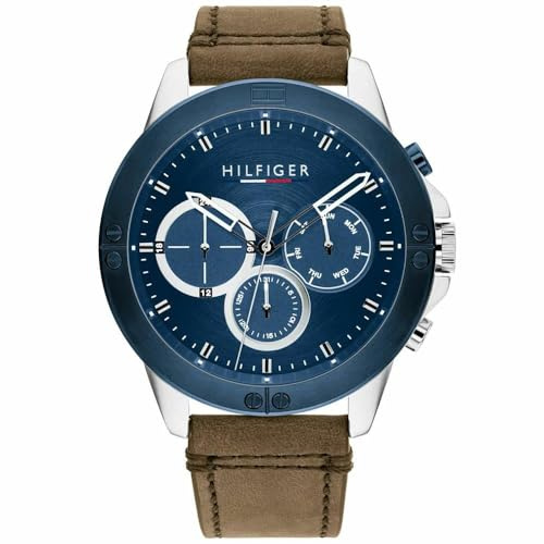 Tommy Hilfiger Reloj Analógico de Cuarzo multifunción para Hombre con Correa en Piel Marrón - 1791895