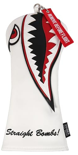 New War Shark Flying Tiger Warshark golfdriver huvudbonad för Taylormade M3 M4 M5 M6 SIM golfklubb (vitt headcover för föraröverdrag)