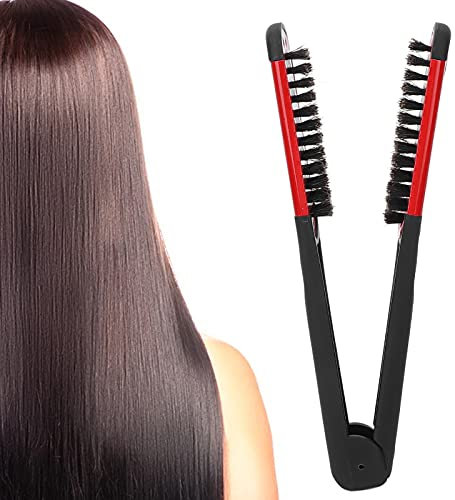 Alisado Del Cabello,Peine Herramientas De Peinado Cerda De Jabalí Pinza De Peine De Cepillo De Doble Cara Cepillo Para Alisar El Cabello Cepillo De Pelo En Forma De V Cepillo De Pelo De Doble(red)