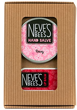Neve's Bees Rose Gift Box - Moisturising Rose Hand Salve + Luscious Rose Lip Balm