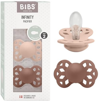BIBS Infinity Ciuccio, 6-18 mesi, confezione da 2, Blush/Woodchuck