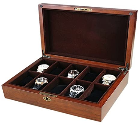 RUVOO Uhrenrolle Uhrenbox Uhrenhalter 10 Slots Uhren Aufbewahrungsbox Uhrenboxen Display Aufbewahrungskoffer Holzuhr Schmuck Aufbewahrungsbox Uhren Organizer Uhrenetui Uhrenaufbewahrung