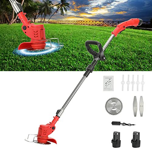 Haloppe 12V 2000mAh Cordless Grass String Trimmer with 2 Batteries Charger,Telescopic Electric Grass Trimmer Weed Lawn Mower,Garden Brush Cutter