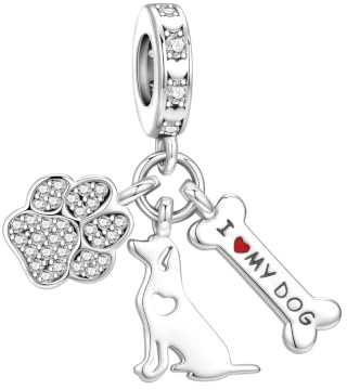 CYCUFF Sterling Silber Charms 925 für Europäische Armband & Halsketten Anhänger Perlen Schmuck Geschenk für Frauen Familie Freunde (Hundeknochen Charme)