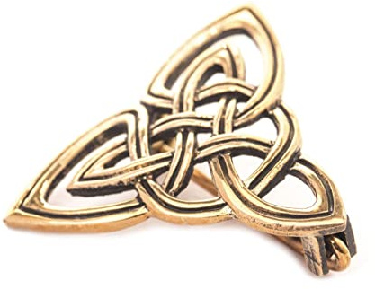 WINDALF Irische Schmuck Fibel TRISANA 3 cm Keltische Dreiheit Brosche Bronze