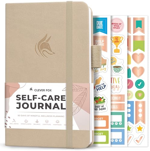 Clever Fox Self-Care Journal – Daily Reflection Notebook – Mental Health & Personal Development Planner, Meditation & Mood Log, Pocket (Seashell)