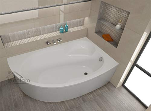 ECOLAM Baignoire de coin en acrylique asymétrique Carmen 170x100 cm | version droite | tablier en acrylique | siphon + silicone
