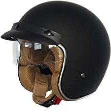 Jethelm mit Visier Motorradhelm für Moped, Scooter Vespa Motorrolle Zertifikat ECE - Schwarz M