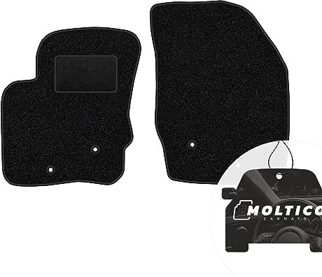 moto-MOLTICO Vorne Fußmatten Auto Velours Autoteppiche Schwarz Automatten Set 2-teilig passend für Volvo C30 S40 II V50 I
