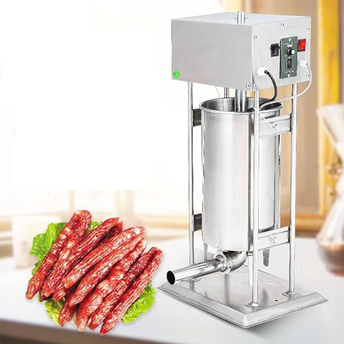 LBMED Electric Sausage Stuffer, 3L/5L/7L/10L Vertical Sausage Maker with 4 Replaceable Nozzles, Stepless Speed Regulation and Automatic Exhaust, 60-100KG/H Production, for Home, Restaurant