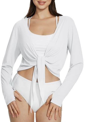 baleaf Women's Rushing Swim Lace-Up Short Sonnenschutzjacke Weiß S