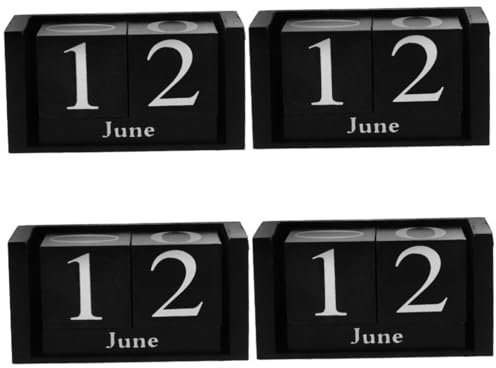 Operitacx 4stücke Dekorativer Holzkalender Im Europäischen Stil Wiederverwendbarer Blockkalender Für Schreibtisch Oder Tischdeko Für Büro Und Zuhause