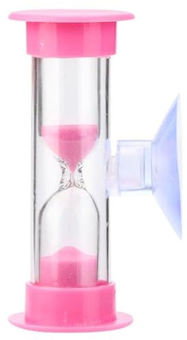 Pink 2 Minute Plastic Sand Timer Hourglass Sand Clock with Suction Cup Time Funnel Shower Timer Tooth Brushing Time Reminder Timers Thermometers Kitchen and Dining
