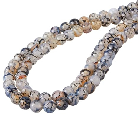 SUPERFINDINGS 94 Stück Schwarze Drachenader Achat Perlen 8mm Natürlicher Achat Edelstein Runde Lose Perlen Echte Steinperlen Für Die Herstellung von DIY Armbändern Und Halsketten Mit Schmuck
