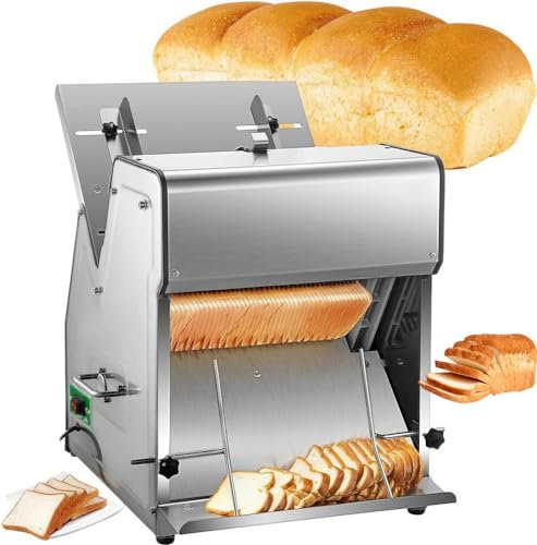 Electric Bread Cutting Machine, 370W Commercial Bread Slicer with 31 Slices, 12mm Thick, 304 Stainless Steel Food Slicer for Homemade Bread Fruit Vegetable