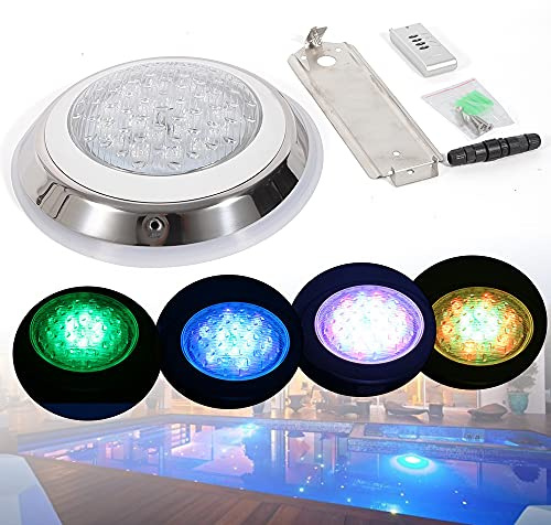 Poolbeleuchtung unterwasser, Edelstahl Unterwasser Schwimmbad Spa Wand LED Lichter RGB 7 Farben mit Fernbedienung IP68 Wasserdichte für Schwimmbäder Gärten Aquarien im Freien Whirlpool und Party