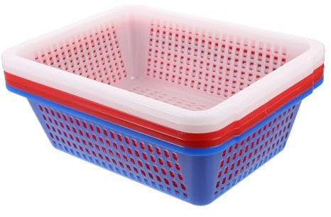 Ciieeo Cestas de Almacenamiento de Plástico para Frutas y Verduras 5 Piezas, Ligeras y Simples para Uso Hogar y Mantener Orden y Limpieza Color Aleatorio