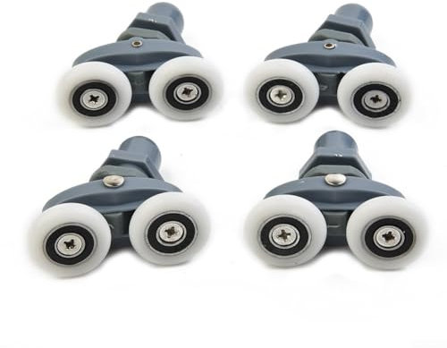 Zilimontt 4 rotelle per porta della doccia, 23/25/27 mm, diametro 23/25/27 mm, rotelle per porta della doccia, ruote doppie scorrevoli (23 mm)