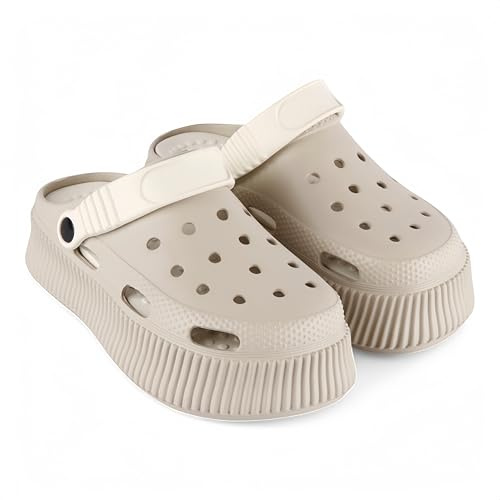 CHILLIFE Zoccoli con Plateau da Donna, Calzature per Spiaggia, Piscina, Giardino e Doccia, Sandali Estivi – Fabbricato in Portogallo, beige, 41 EU