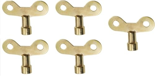 Zhhuoc Goldener Heizkörper-Entlüftungsschlüssel, massives Messing, für Lüftungsschalter, Spule, Heizkörper-Schlüssel zum Entlüften von alten Heizkörper-Drehmomentschlüsseln, Handwerkzeugen, 5 Stück
