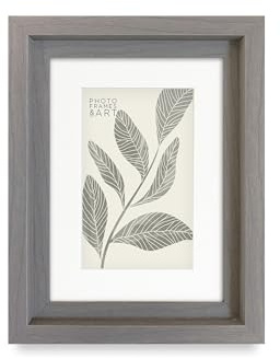 pf+a REAL GLASS Small 7x5 Hoxton Grey Picture Frame - 7x5 For 5x3 inch Photo Frame With Mount
