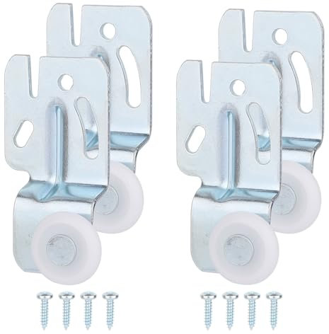 Tinoaly 4pcs Sliding Closet Door Hardware, Wardrobe Roller Kit Wardrobe Cabinet Wheels Replacement for Top-Hung Bypass Hardware Track Kit Fits 3/4 to 1-3/8 Thick Closet & Kitchen Doors